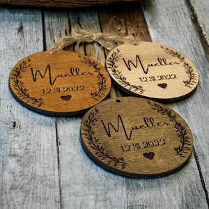 Custom Ornament Bulk, Personalized Christmas Ornaments, Wood Wedding Ornaments Favors for Guests, Bulk Holiday Gifts, Engraved Logo Ornament
