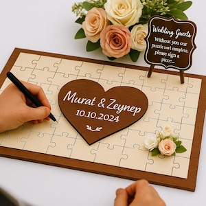 Wedding Jigsaw Guestbook Puzzle, Alternative Guest book, Personalized Sign Bridal Celebration