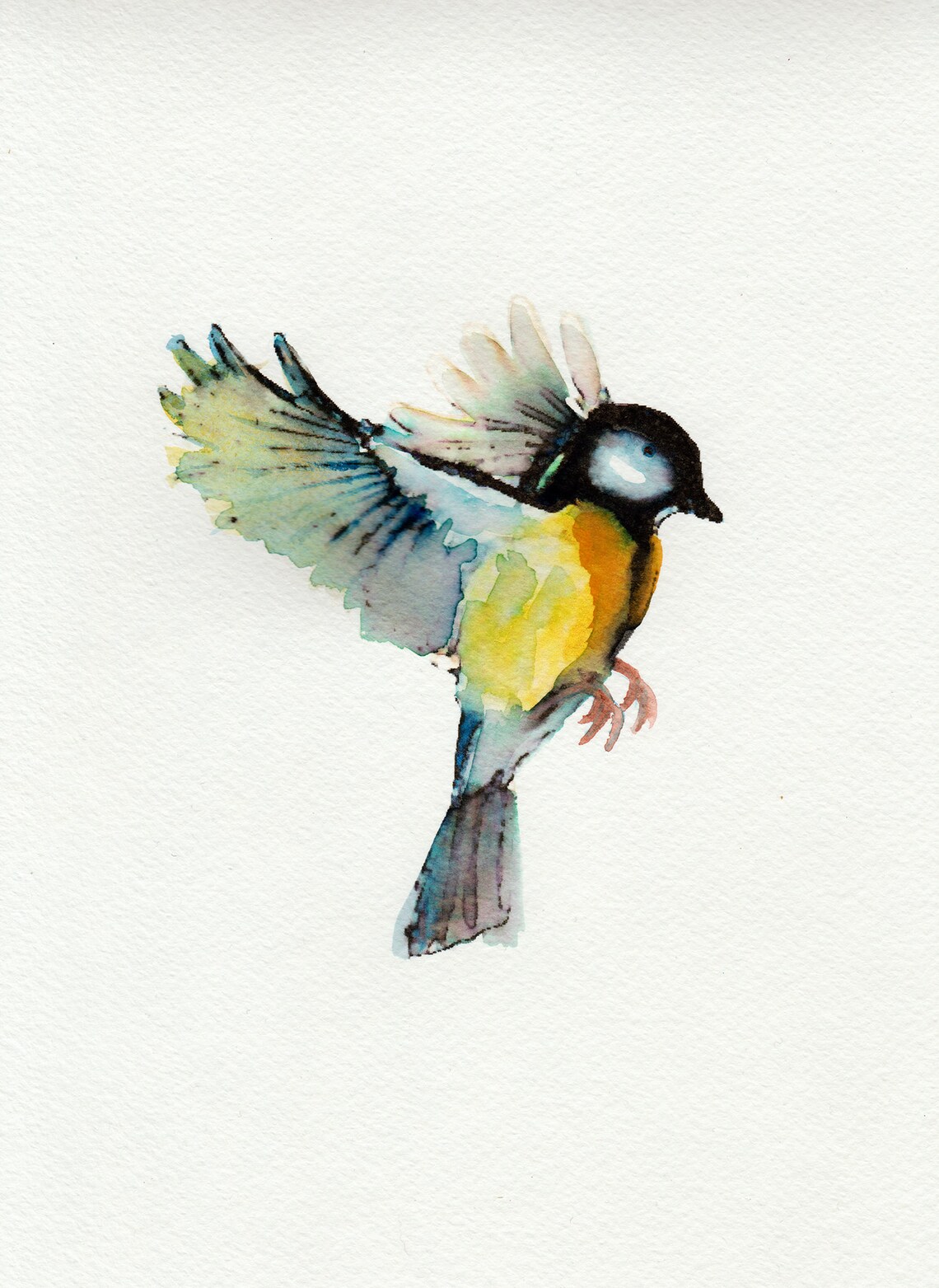 Original Bird Zen Watercolor Aquarelle Painting OOAK Zen Etsy