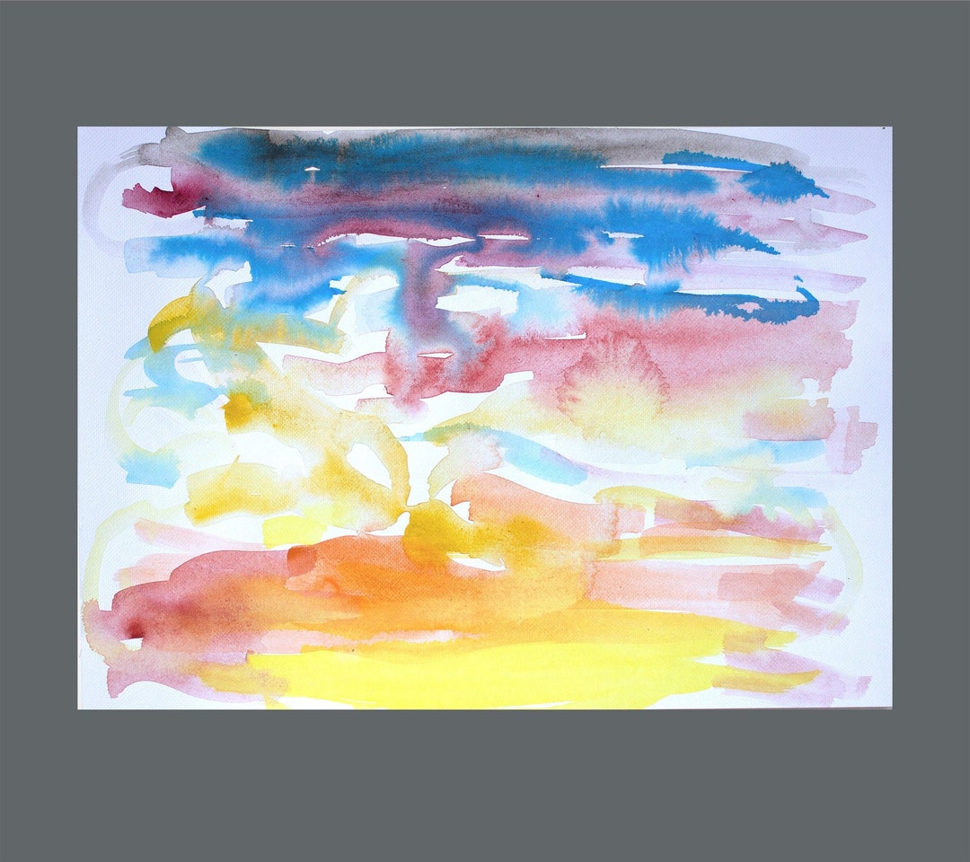 Original Abstract Zen Watercolor Minimalist Aquarelle Painting Etsy