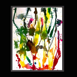 Originale astratto zen acquerello minimalista aquarelle pittura a inchiostro, unico nel suo genere - ZEN Underwater Growth - arte di meditazione spirituale su carta