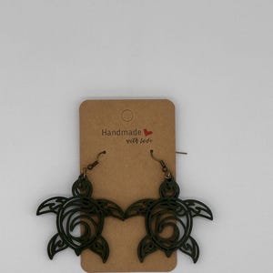 Unique Wooden Turtle Earrings - Handmade Laser Cut Accessories