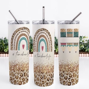 Leopard Rainbow Teacher Tumbler