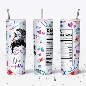 CNA Life Nutritional Facts Personalized with Name 20oz Stainless Steel Tumbler