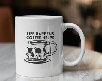 Life Happens Coffee Helps - Vinyl Sticker - Permanent or Removable Decal