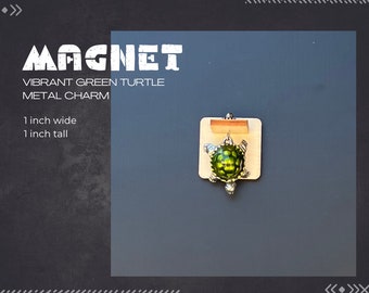 Vibrant Green Turtle, Neodymium Magnet, Handmade Fridge Jewelry