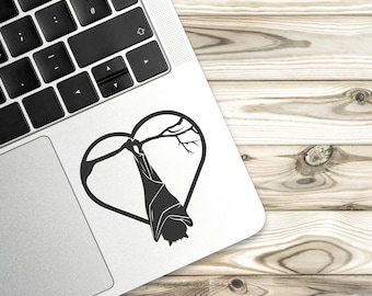 Bat in Heart - Vinyl Sticker - Permanent or Removable Decal