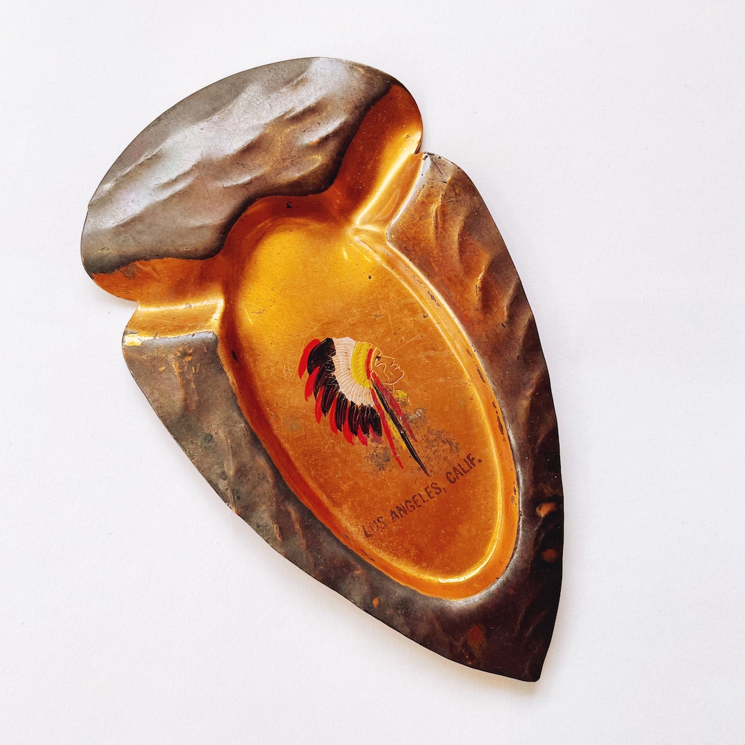 Vintage Copper Arrowhead Ashtray With Native American Chief Etsy