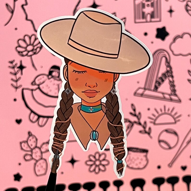 indigenous girl sticker, native girl sticker , native stickers , image 5