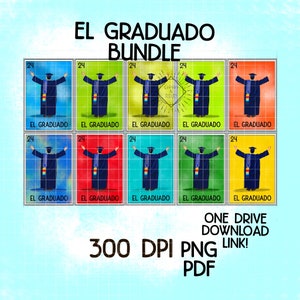 Paquete de tarjetas El Graduado Loteria png, graduación senior 24 / 2024