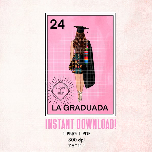 La graduada loteria card 2024, png , pdf , custom loterias, senior 2024 , graduation pngs , hispanic graduations