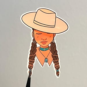 indigenous girl sticker, native girl sticker , native stickers , image 1
