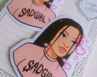 Sad Girl Club Sticker: Y2K Chicana Girl, Matte or Holographic , chicana sticker , 2000 photoshoot . Sad girl sticker