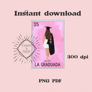 Carte de loterie La graduada 2025, png, pdf, loterias personnalisées, senior 2025, pngs de remise des diplômes, remise des diplômes hispaniques