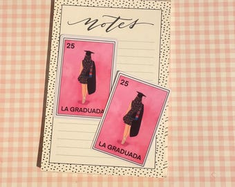 La Graduada 2026 lotería sticker, senior 2026 stickers, Hispanic graduated/ la graduada