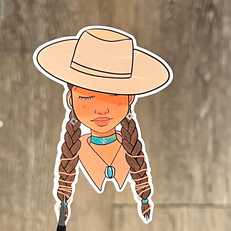 indigenous girl sticker, native girl sticker , native stickers , image 3