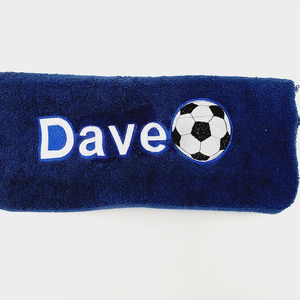 Personalised embroidered football towel Gift Name 100% Egyptian Cotton Range 550 GSM Bath