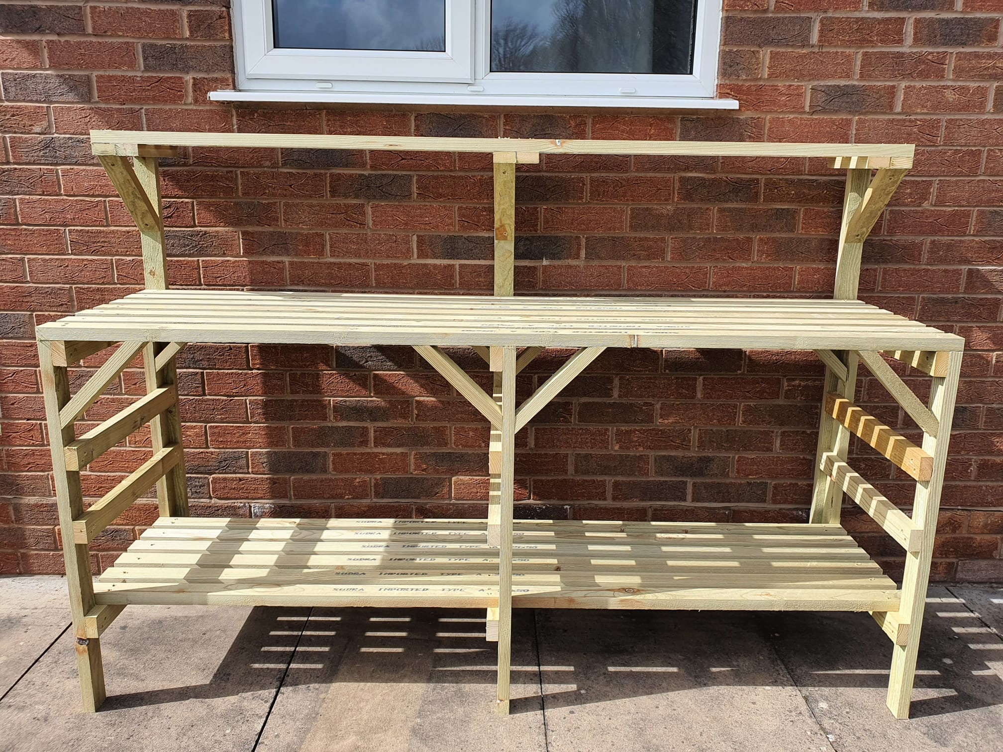 Garden Gear Two-Tier Wooden Potting Bench - L80 X W40 X H84.5cm, Slatted Shelves, 20kg Load Capacity