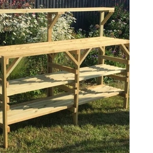 Wooden Greenhouse Staging potting bench  with display shelf - Very Solid - 3 Tier