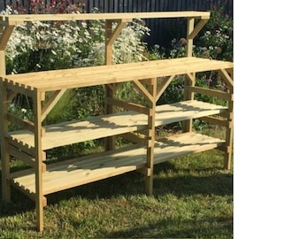 Wooden Greenhouse Staging potting bench  with display shelf - Very Solid - 3 Tier
