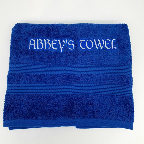 Personalised embroidered towel Gift Name 100% Egyptian Cotton Range 550 GSM Bath