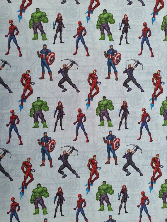 Superhero Marvel Avengers 100 Cotton Fabric Spiderman Hulk Ireland Superhero Marvel Avengers 100 Cotton, Superhero Shower Curtain Fabric By The Metre
