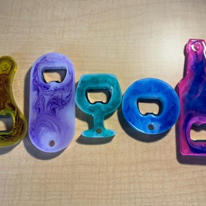 Bottle Opener, Resin Bottle Opener, Shaped Bottle Openers, Handmade Resin Bottle Openers, Fun Colorful Resin Bottle Openers, Barware
