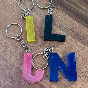 Letter Keychain, Resin Letter Keychain, Initial Keychain, Initial Resin Keychain, Fun Keychain, Custom Resin Initial Keychain, Birthday Gift