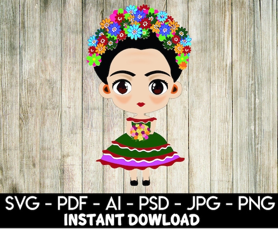 Download Frida Kahlo 3 Ai Frida Ai Frida Kahlo Clip Art Frida Clip Etsy