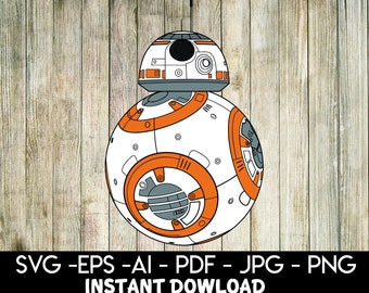 Robot BB-8 SVG, ai, eps, jpg, png, pdf, instant download, printable, vector file