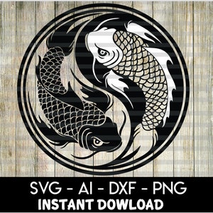 Yin Yang Koi fish svg, Yin Yang Koi fish dxf, Yin Yang Koi fish AI, Yin Yang Koi fish png Sublimation, Cricut,Solhouette Cameo