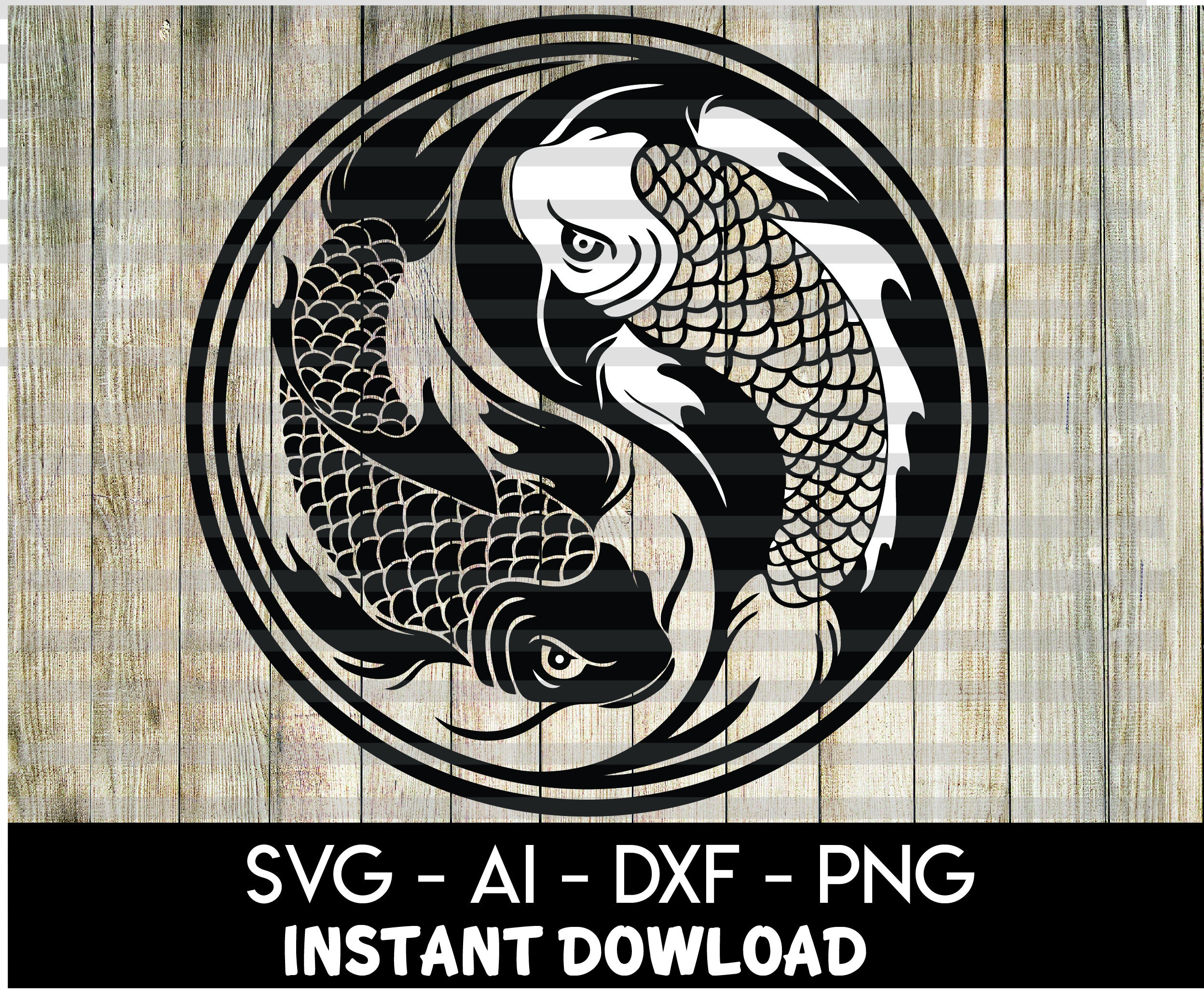 Yin Yang Koi fish svg, Yin Yang Koi fish dxf, Yin Yang Koi fish AI, Yin Yang Koi fish png Sublimation, Cricut,Solhouette Cameo