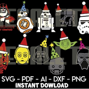 Star Wars Christmas SVG, Star Wars Christmas Cricut, Star Wars Kerst silhouet, Star Wars Kerst Vector, Star Wars Kerst PNG