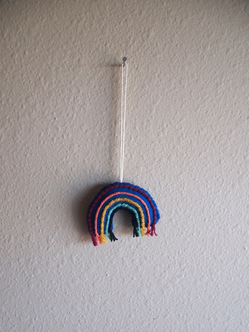 Handmade Ornament Rainbow Home Decor Felt Embroidery Blue Rainbow Christmas Ornament
