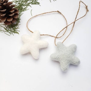 Felt star Christmas ornaments, eco friendly decorations for tree or gift tags, plastic free advent calendar gifts