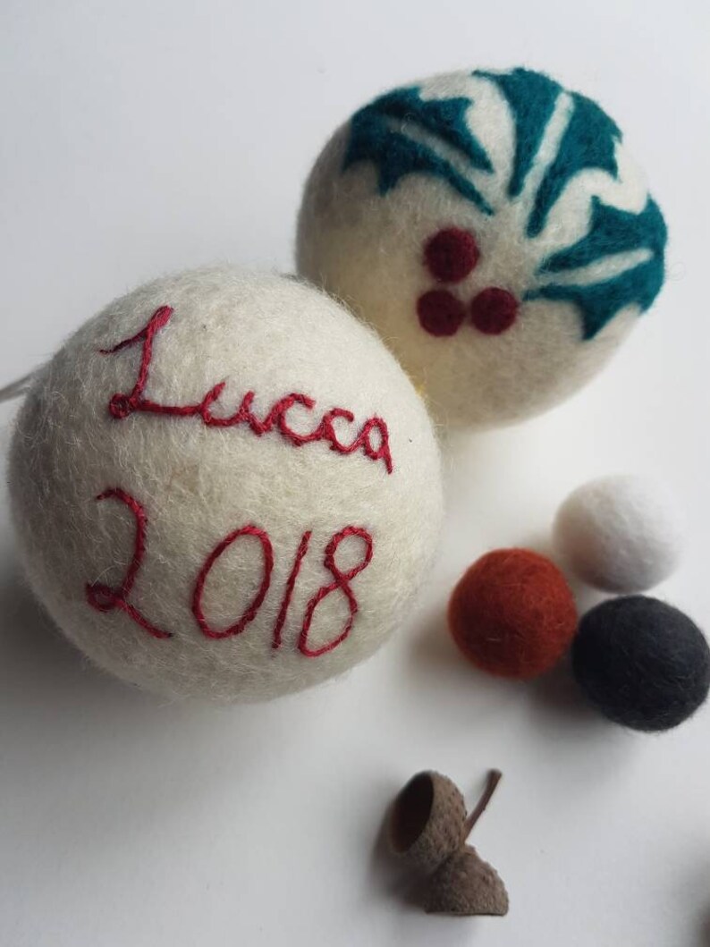 Personalised name christmas tree balls or baubles all natural Etsy