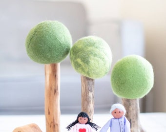 Large Felt trees, nature table waldorf trees, felt summer toy trees for doll house, natural toys and nursery decor,