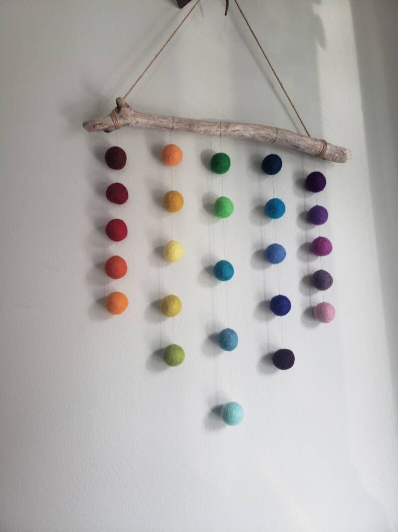 Felt Ball Mobile Wool Ball Wall Hanging Baby Nursery Decor Etsy