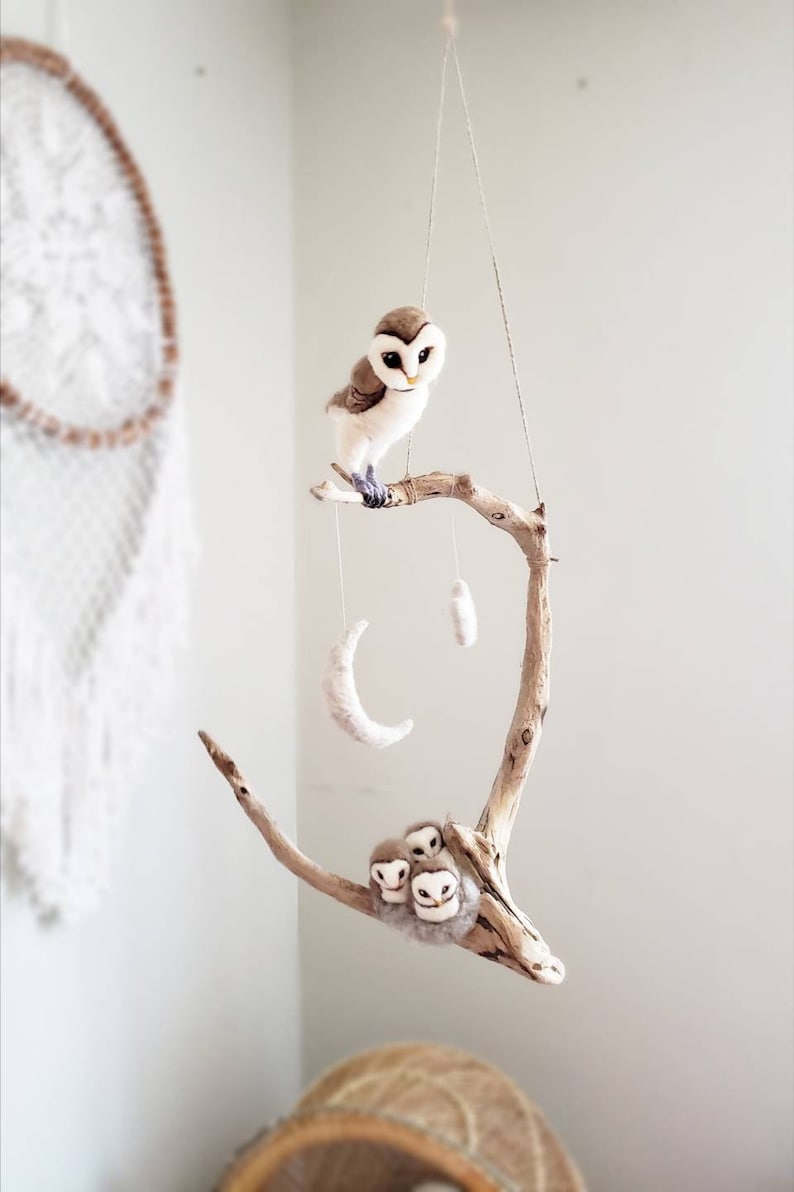 Felt Owl Nursery Wall Hanging Unique Nursery Decor Needle Etsy Canada