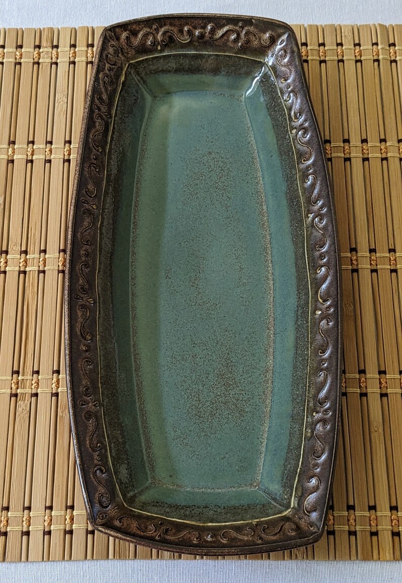 Deep Serving Tray Turquoise and Copper Etsy