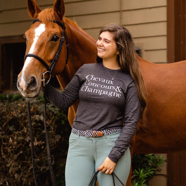 Chevaux, Concours & Champagne Langarmshirt