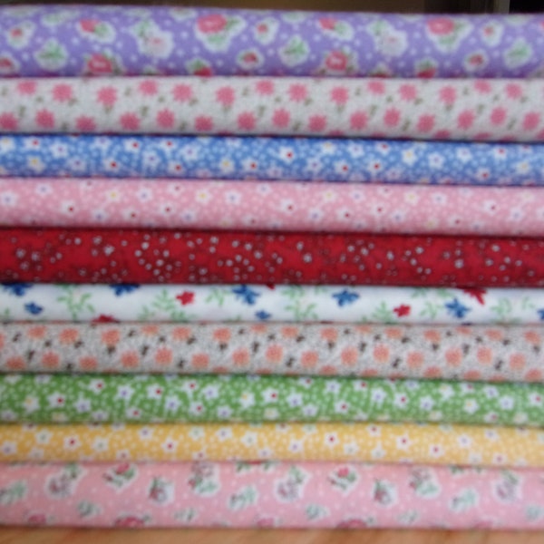 Vintage Style Calico Cotton Prints - 100% Cotton Fabric - By the Fat Quarter, Half Yard or Yard - Great for Quilting, Aprons, Home Decor