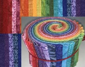 Fabric Rainbow Jelly Roll - 2 1/2" Quilting Strips - 20 Strips per Roll - Great for Quilts, Crafts or Sewimg Projects