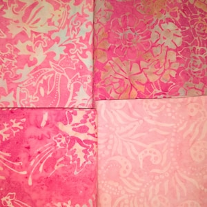 Beautiful Pink Batik Prints - 100% Cotton Hand Dyed - 3 Prints to Choose From - By the Fat Quarter, Half Yard or Yard