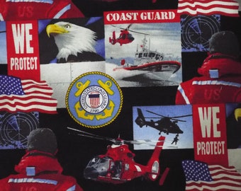 Cast Guard Picture Print - 100% Cotton Fabric - Military and Patriotic Fabric - Great for Masks, Quilting or Crafts - By the Fat Quarter