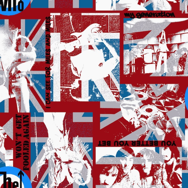 Great Classic Rock & Roll Prints - The Who - 100% Cotton Fabric - Great for Masks, Quilts or Crafts - Sold by the Fat Qtr, 1/2 Yard or Yard