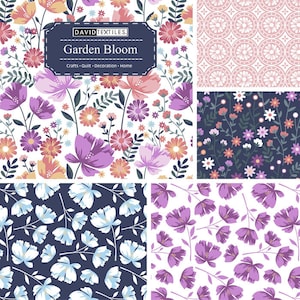 Garden Bloom - Floral prints from David Textiles - 100% Cotton - 4 Prints Available - By the fat quarter, half yard or yard