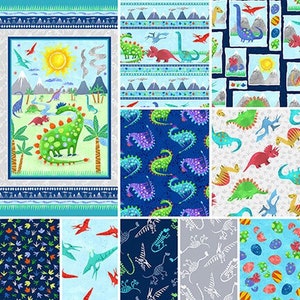 Henry Glass Dinosaur Kingdom Collection - All 8 Prints Plus Panel and Border for Quilt - By the Fat Quarter, Half Yard or Yard
