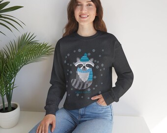 Winter Raccoon Sweatshirt | Holiday Crewneck