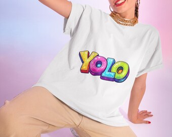 YOLO colorful bubble letters T-Shirt | rainbow graphic tee